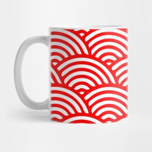 Japanese Wave Seamless Pattern, Red And White Mug